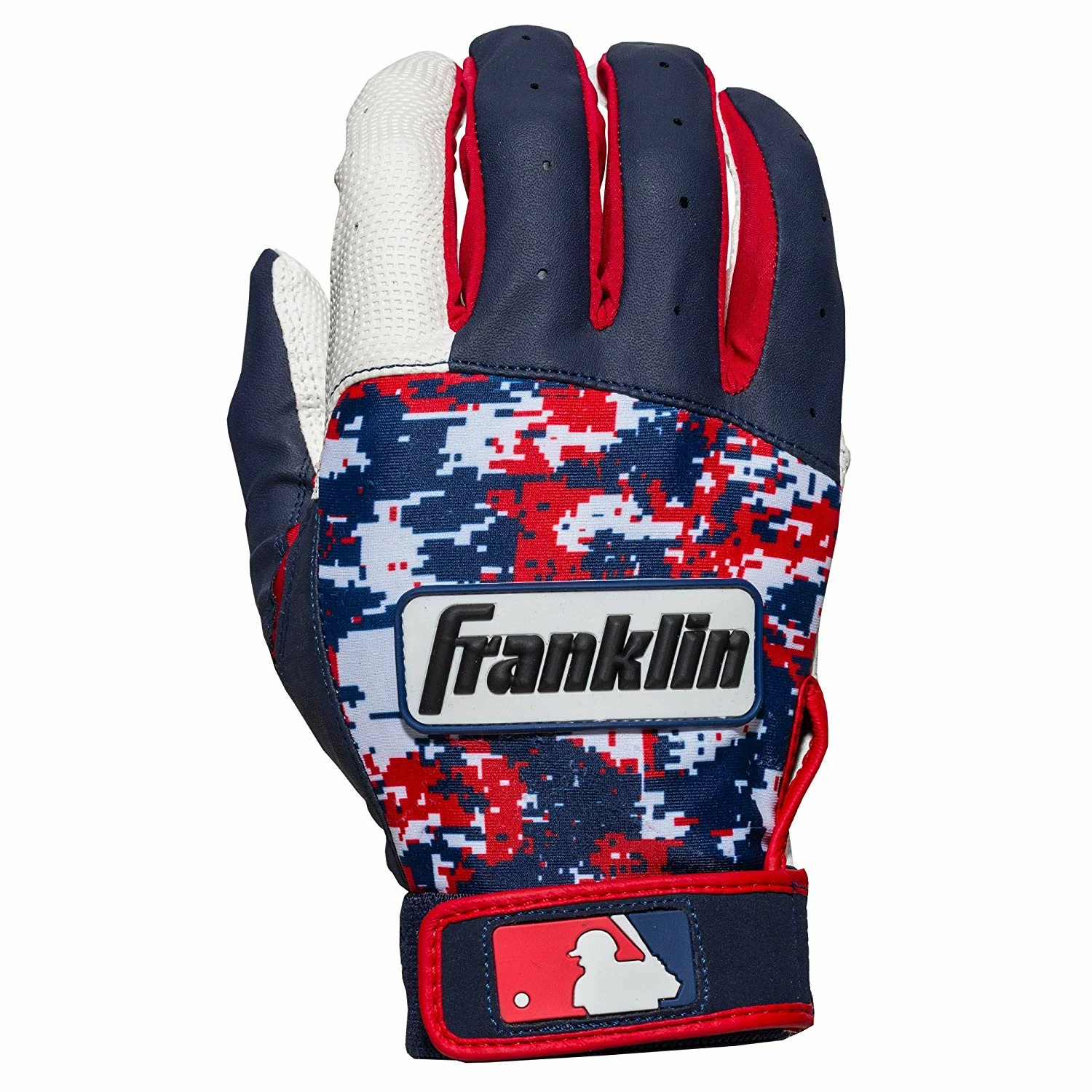 Franklin Digi Camo Youth Batting Gloves White/Navy/Red Pair - Image 2