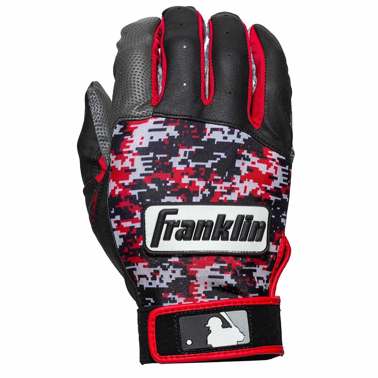 Franklin Digitek MLB Batting Gloves Youth Pair Grey Black Red - Image 2