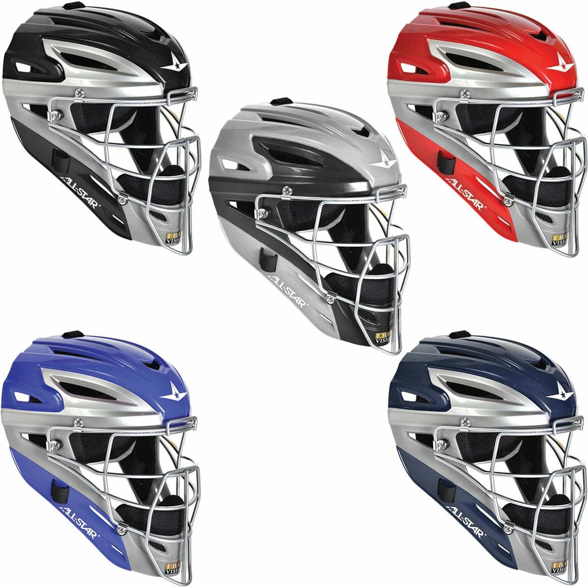 All-Star All Star MVP2510TT Two-Toned Catcher's Helmet, YOUTH Navy/Silver - Image 2
