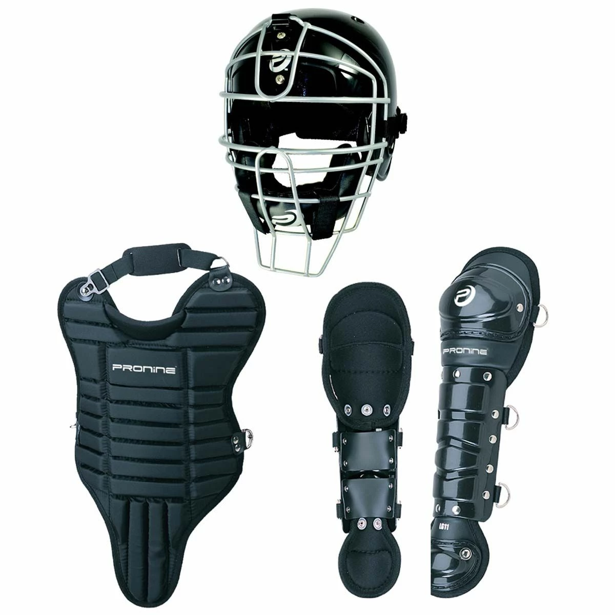 Pro Nine Age 5-7 3-Piece Youth Catcher's Gear Set W/ Scarlet Helmet