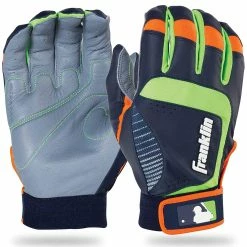 Franklin Shok-Sorb Neo Youth Batting Gloves Gray/Navy/Lime Pair