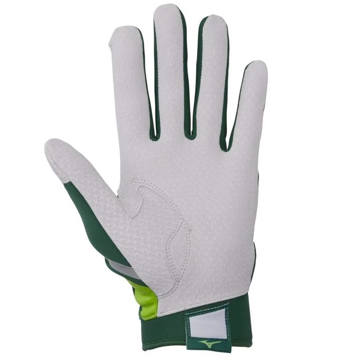 Mizuno B-303 Youth Baseball Batting Glove Green Pair - Image 2