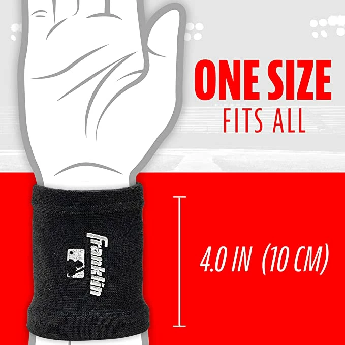 Franklin Compression Baseball Wristband 4″ – Black Pair - Image 2