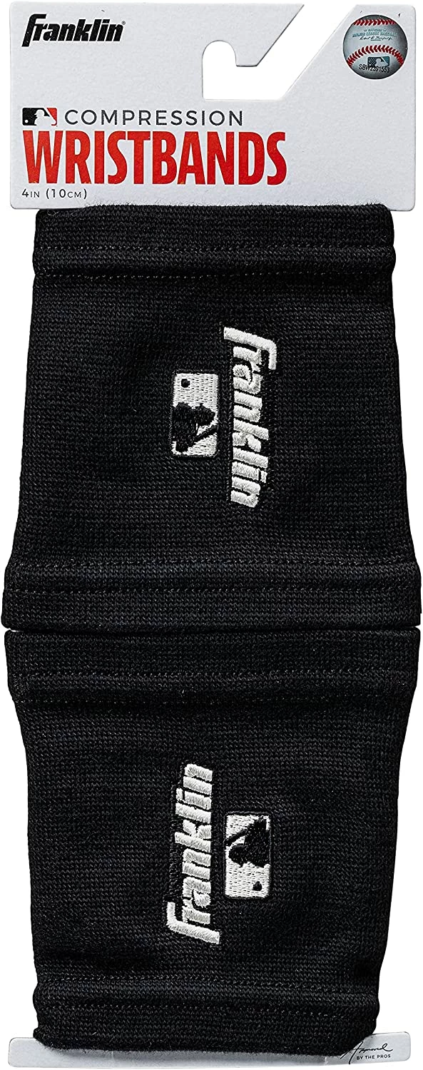 Franklin Compression Baseball Wristband 4″ – Black Pair - Image 5