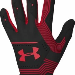 Under Armour Men's Clean Up 21 Batting Gloves Black And Red Size Large New